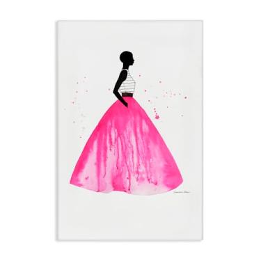 Imagem de Stupell Industries Design de arte de parede de lona de saia de baile rosa por Simone Elum, 61 x 40 cm