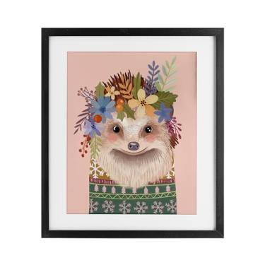 Imagem de Stupell Industries Hedgehog Folk with Florals Black Framed Print Under Glass design by Mia Charro, 21 x 17
