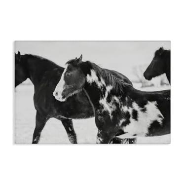 Imagem de Stupell Industries Design de arte de parede em tela de cavalos de inverno preto e branco por Amy Carroll, 40 x 61 cm