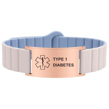 Imagem de Pulseira de alerta médico para mulheres e homens, pulseira de identificação de alerta médico ajustável à prova d'água para marcapasso de epilepsia D.N.R diabético, Adjustable Size, Silicone e aço