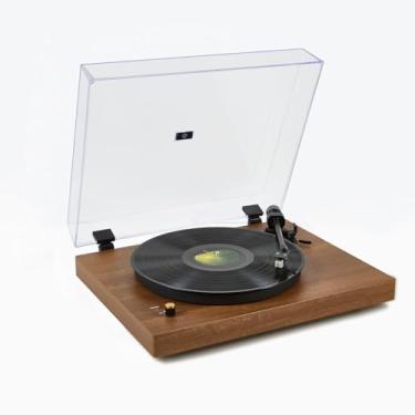 Imagem de Tocadiscos, gira-discos vintage - Gira-discos de 2 velocidades com som premium, design retro de grão de madeira, saída Bluetooth e RCA, reprodutor de vinil de alta fidelidade para audiófilos e