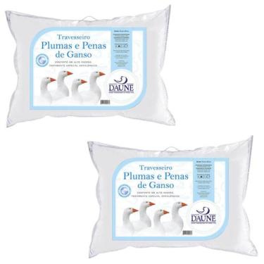 Imagem de Kit 2 Travesseiros de Plumas com Penas - Capa Algodão - Daune