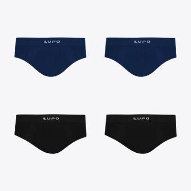 Imagem de Kit 4 Cuecas Slip Micromodal SCostura LUPO 00681, Azul marinho, Preto,