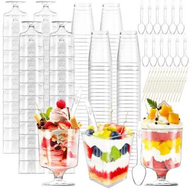 Imagem de Copos de sobremesa Jnnzzggu 510 unidades com colheres e palitos de den