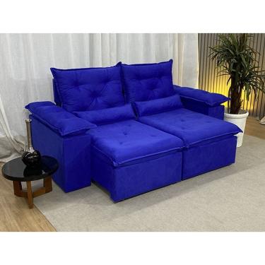 Imagem de Sofá Retrátil Reclinável 2,00 m Azul 910  Athenas Premium