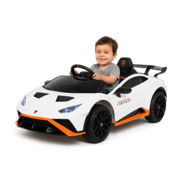 Imagem de Mini Carro Elétrico Infantil STO Licenciado – Controle Remoto, Bateria Recarregável 12V, Faróis LED, Portas Abertas, Cinto de Segurança e Design Esportivo – Branco
