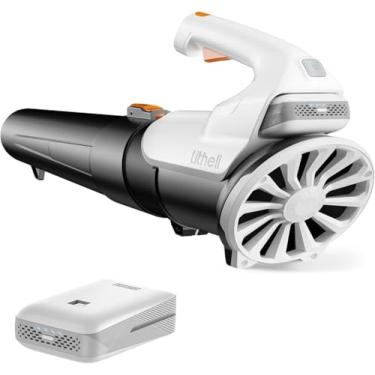 Imagem de Litheli Soprador de folhas sem fio de 20 V, leve, alimentado por bateria, bateria de 2,0 Ah, sopradores elétricos axiais de 2 velocidades para cuidados com o gramado, pátio, neve, poeira, folhas