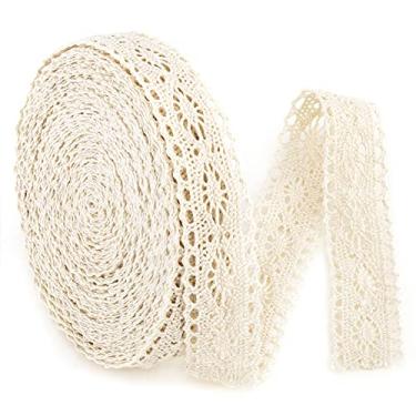 Imagem de Fita de acabamento de renda vintage, artesanato de acabamento de renda de costura de crochê, tecido de renda de ilhós fino plano para casamento nupcial - enfeites de scrapbooking, suprimentos de
