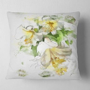 Imagem de Designart Manta floral de aquarela com flores pequenas para sala de estar, sofá, enchimento de almofada de alta qualidade + capa de almofada impressa em ambos os lados 45,72 x 45,72 cm