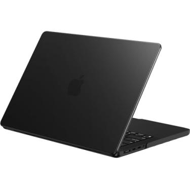 Imagem de BlueSwan Capa para MacBook Pro 14 M4 M3 M2 M1 Pro/Max 2025-2021, compatível com A3401 A3112 A2992 A2918 A2779 A2442, capa protetora rígida, preto fosco transparente