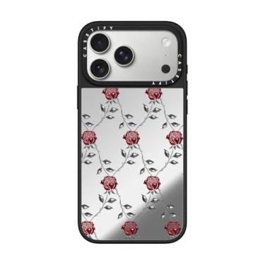 Imagem de CASETiFY Capa espelhada para iPhone 17 Pro Max [refletiva/compatível com Magsafe/1,5 m. 1X proteção contra quedas de grau militar] - Rosa metálica - prata em preto