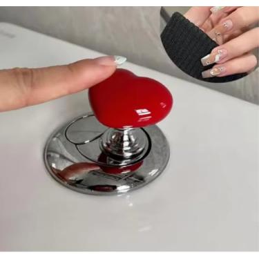 Imagem de Acessório de Descarga Sanitária Coração – Design Decorativo, Compatível com Vaso Sanitário Universal (3 pçs) vermelho