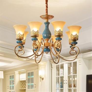 Imagem de Lâmpada Pendente Lustre LED Retro Cerâmica (C 3 Luzes) - Para Sala De Estar, Quarto, Estudo, Restaurante, Hotel, Café & Villa (I B 8 luzes)