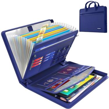 Imagem de Hontom Organizador de arquivos sanfonado, organizador de documentos à prova de fogo de 2,871 °C com 13 bolsos, pasta de arquivos portátil para viagem, casa, armazenamento seguro, fichário com zíper