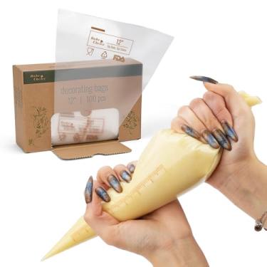 Imagem de Sacos de confeitar de 30 cm, 100 peças de sacos de confeitaria descartáveis espessos, sacos de cobertura anti-explosão para cobertura de creme, sacos de cobertura antiderrapantes, suprimentos de