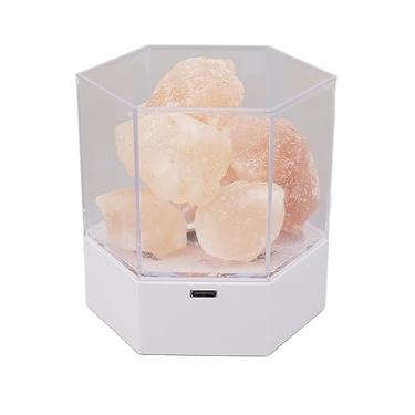 Imagem de ZAWELIYO Lâmpada de sal do Himalaia cristal USB regulável RGB luz noturna com controle de toque de luz quente para quarto sala de estar e mesa decoração