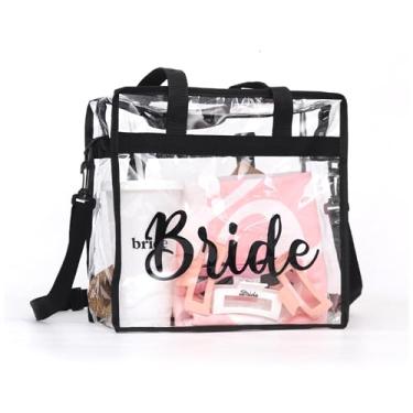 Imagem de Bolsa de mão transparente Bride to Be - Presente de despedida de solteira na praia | Acessórios engraçados para chá de noiva, presentes decorativos, ideias de casamento, lembrancinhas