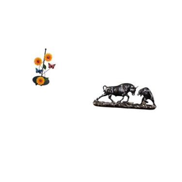 Imagem de Fenteer Porta-toalhas de Papel com Suporte para Toalhas de Papel com Estatueta de Touro, Suporte Vertical Antiderrapante para Lenços de Papel, Arte Moderna, E