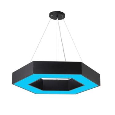 Imagem de Lustre moderno Hexágono LED Luz Pendente Moderna Simples Decorações Lustre Criativo Ajustável Teto Pendurado Lâmpada para Lojas Sala de Estar Teto Suspensão Salas de Jantar Droplights (Oco -