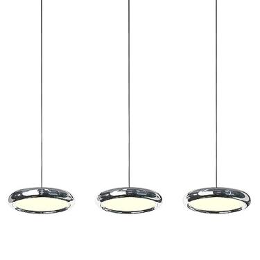 Imagem de Luminária pendente de teto com 3 luzes, luminária suspensa para mesa de jantar, lustre LED cromado de 36 W, lâmpadas suspensas modernas para restaurante, cozinha, ilha, café, bar