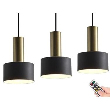 Imagem de Mini luminária pendente operada por bateria com controle remoto, luminária pendente pequena moderna para uso interno, lustre sem fio para cozinha, ilha, quarto, sala de jantar, bar, iluminaç