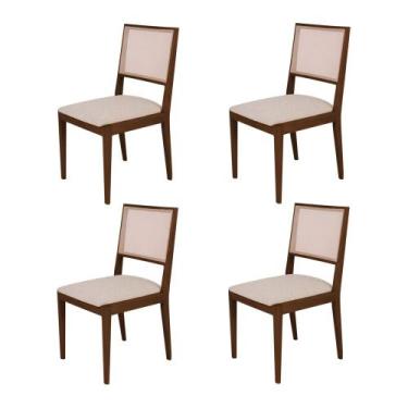 Imagem de Conjunto com 4 Cadeiras de Jantar Estofada Suellen Mel Linho Bege - ID