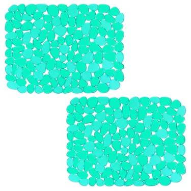 Imagem de Bligli Tapete de pia de seixo para pias de aço inoxidável/cerâmica, tapetes protetores de pia ecológicos de PVC para fundo da pia da cozinha, tapete de secagem de pratos para pratos e vidros, 40 x 30
