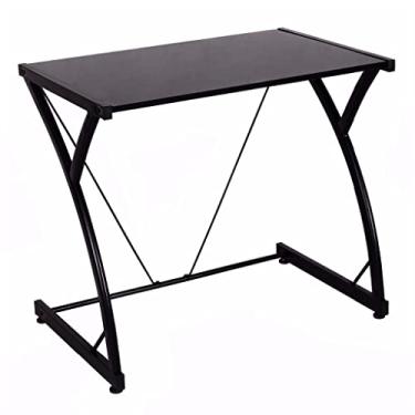 Imagem de Mesa de vidro para computador de mesa, PC, laptop, escritório, escritório, escritório, casa, mesa em forma de Z (D 31,5 x 19,7 x 28 polegadas)