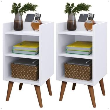 Imagem de Kit 2 quarto mesinha de cabeceira quadro de cama de charme vintage mesa pequena(KIT MAX BRANCO)