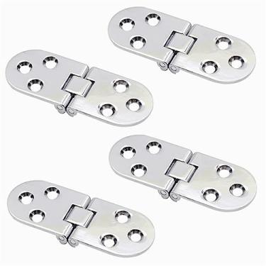 Imagem de Dobradiças dobráveis montadas embutidas, autosustentáveis, dobráveis, porta de armário de madeira, dobradiça de mesa de madeira, ferramentas de renovação de ferragens domésticas (4 peças, prata)