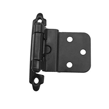 Imagem de Dobradiça de armário preta com encaixe automático de 9,5 mm para montagem facial, dobradiças embutidas, multidobras, para porta de armário, pacote com 16