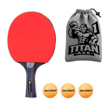 Imagem de Kit Tênis de Mesa Gold Sports Titan 1 Raq 6 Estrelas e 3 Bolas + Bolsa