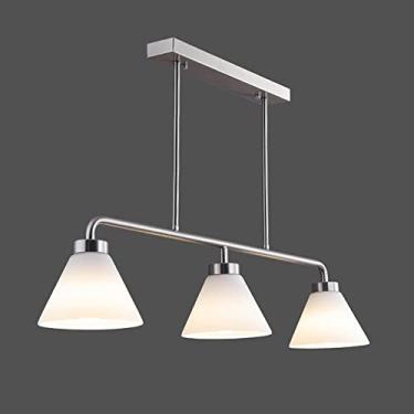 Imagem de YQSLQZZ Lustre de sala de jantar, 3 luzes penduradas acima da mesa de jantar luminária pendente moderna, luminária de teto suspensa de teto com altura ajustável, para bar cozinha ilha