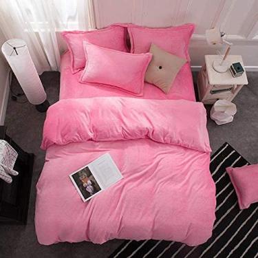 Imagem de Jogo de lençol de flanela de veludo, flanela grossa, dois lados, cor sólida, jogo de cama com capa quente de inverno - Ydl23_Twin Size 3 peças (Ydl8 Queen size 4 peças)