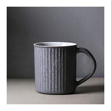 Imagem de Cuiynice caneca (empréstimo) 283 g Porcelana Espresso Xícara de Chá Listrada Cerâmica Copos de Café para Café Bebida Latte Café Mocha e Canecas de Chá (Azul) (Preto Q)