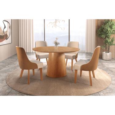 Imagem de Sala de Jantar Redonda 4 Cadeiras 1,35m Caribe Star Móveis