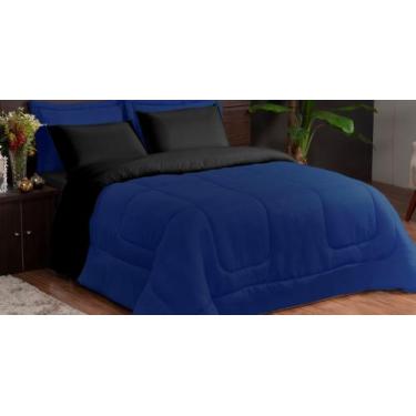 Imagem de kit edredom dupla face casal queen 3 peças - nossolar enxovais, AZUL P
