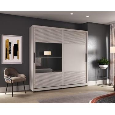 Imagem de Guarda Roupas 2 Portas de Correr Avignon Cinza Claro C/espelho Mdf Casamia
