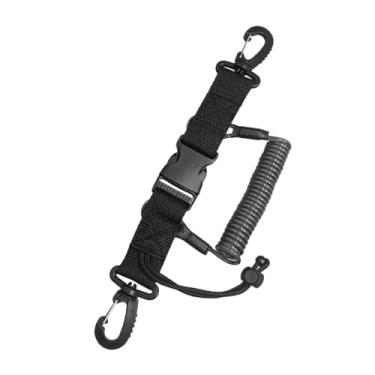Imagem de harayaa Cordão de mergulho, multifuncional, portátil, com mola e fivela de liberação rápida para ferramentas de lanternas de câmera, Cinza