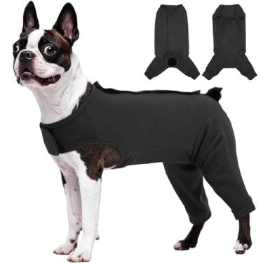 Imagem de Kuoser Traje de cirurgia para cães para pernas traseiras, manga traseira de cachorro para parar de lamber, traje feminino de recuperação de esterilização para cães após a cirurgia, macacão cirúrgico