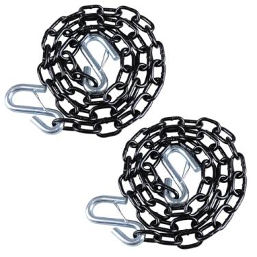 Imagem de TeukRiGa Corrente de segurança 3/40.6 cmx 121.9 cm Grade 30 Steel Black Boat Trailer com 2 ganchos de mola 1,451 kg, 2 peças (3/40.6 cmx 121.9 cm)