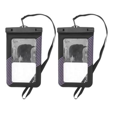 Imagem de 2 peças meia listra bolsa móvel impermeável preta roxa capa universal à prova d'água compatível com telefone 14.0 cm x 23.0 cm contagem