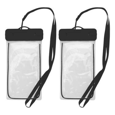Imagem de 2 peças luminosas bolsa à prova d'água móvel preta capa universal à prova d'água compatível com telefone 12,5 x 24,5 cm contagem