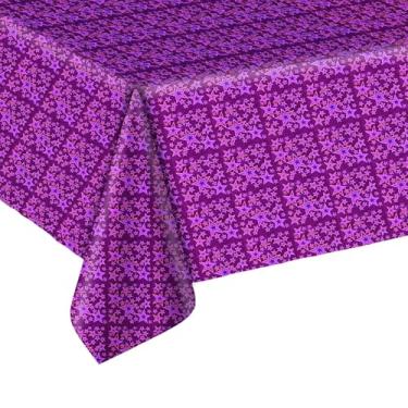 Imagem de 1 pacote de toalha de mesa retangular de plástico para festas, capas de mesa coloridas descartáveis à prova d'água, usadas em festas de aniversário, uma variedade de estilos, pontos, amor, estrela