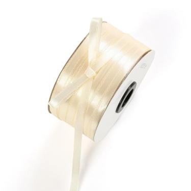 Imagem de Fita de cetim marfim de 1/10.2 cm x 230 m para embrulho de presente, artesanato, acessórios de moda, enfeites de cartão, fabricação de laços, projetos DIY