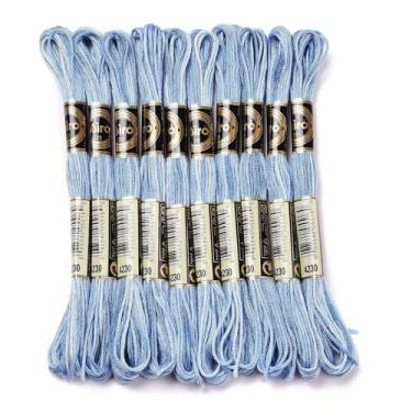 Imagem de 10 novelos de 0,5 mm, fio de bordado azul centáurea, 6 camadas, poliéster, ponto cruz, pulseiras da amizade, fio dental, 8,75 metros (8 m)/novelo