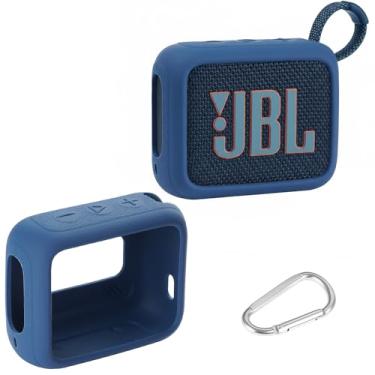 Imagem de AONKE Capa de silicone compatível com alto-falante Bluetooth ultra portátil JBL Go 4 (azul)