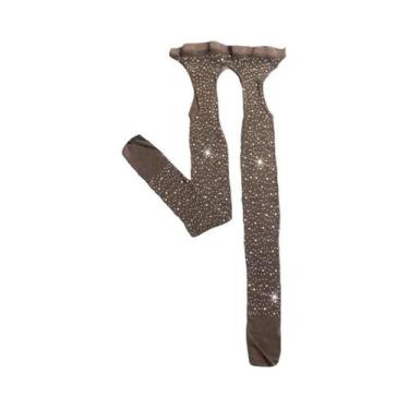 Imagem de Meia Calça plus Size Com Glitter E Rede, Abertura Na Parte Íntima, Bri