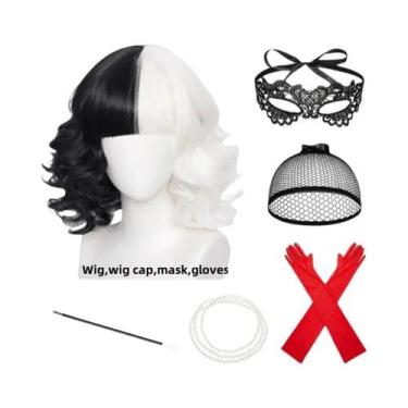 Imagem de Cruella deville traje preto dálmata macacão vestido meninas halloween 