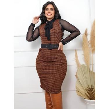 Imagem de Vestido Elegante Midi Alfaiataria Liso Festa Convidada Evangélica - Fa